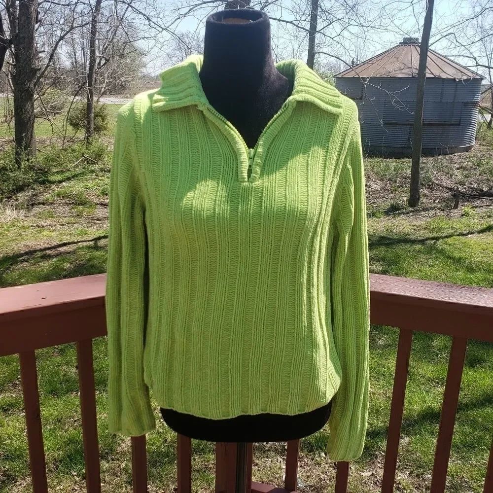 No Boundaries Chunky Knit Spring Pullover Sweater  sz Large Spring Lime